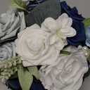 Ling's moment Dsuty Blue Bridal Bouquet for Bride, Navy Blue Wedding Bouquets for Bride Maid of Honor Bridesmaid, 9 Inch Silk Round Artificial Wedding Flowers Bouquets, Small Bridesmaid Bouquet