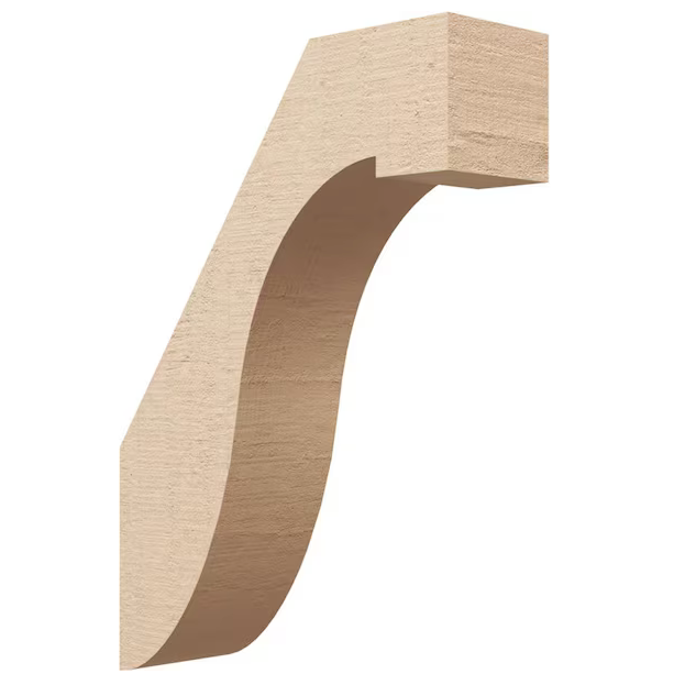 Ekena Millwork BRCUR05X16X22DELRCPR De Monte Rough Cedar Woodgrain TimberThane Knee Brace, 5" W x 16" D x 22" H, Primed