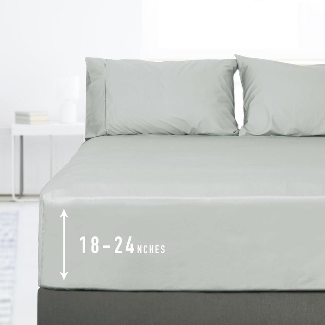 sunflower Extra Deep Pocket California King Sheet Sets Fits 18"-24" in Deep Mattress -100% Cotton Calking Sheet Set, Silver Gray Hotel Luxury Soft Breathable Sheet Sets for Calking Bed Deep Pocket