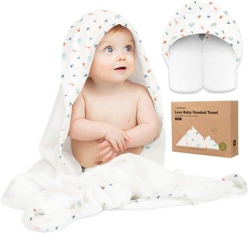 KeaBabies Hooded Baby Towel for Newborn - Viscose Derived from Bamboo Large Baby Bath Towels with Hood for Boys, Girls, Toddler, Extra Absorbent & Soft Newborn Bath Essentials (Wildscape)