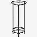 CASIMR Plant Stand Indoor Outdoor, Metal Rustproof Flower Shelf 2 Tier 23.9 inch, Tall Multiple Plant Pot Holder Rack for Garden Patio Living Room Corner Balcony, Black