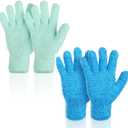 2 Pairs Microfiber Dusting Gloves, Reusable Plant Dusting Gloves Washable Mittens Cleaning Glove Microfiber Dusters for House Furniture Blinds Kitchen Plants(Blue, Royal Blue)