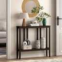 ELYKEN Bamboo 2-Tier Narrow Console Table, 36.2" Long Slim Sofa Table Behind Couch for Entryway, Hallway, Living Room, Brown