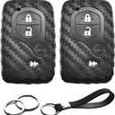 2pcs Compatible with Toyota Key Fob Cover Case Key Chain fit for Toyota Camry RAV4 Highlander 4Runner Venza Avalon Prius Land Cruiser Prius C V Scion tC Accessories Carbon Fiber Black