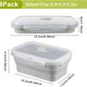 Mifoci Set of 8 Silicone Collapsible Bowls for Camping with Vent Lid Silicone Storage Containers for Food Meal Preparation Square Bowl Microwave Freezer Dishwasher Safe(Gray,17 Oz/ 500 ml)
