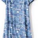 Inadays Women's Cotton Nightgown Sleepwear Short Sleeves Nightshirt Casual Print Sleepdress Loose Comfy Pajama XL