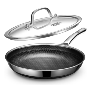 Yonida Non Stick Frying Pans, 12inch with Lid, Hybrid Frying Pans Nonstick Upgrade,non stick Skillets Stainless Steel, Dishwasher & OvenSafe, Induction Compatible Cooking Pan, PFOA Free Cookware