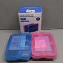 Freshmage Stainless Steel Snack Containers - 2 Pack, BPA-Free Lunch Bento Box with 5 Compartment, Reusable Food Storage Snackle Box for School, Work, and Travel, Dishwasher Safe (Pink/Blue)