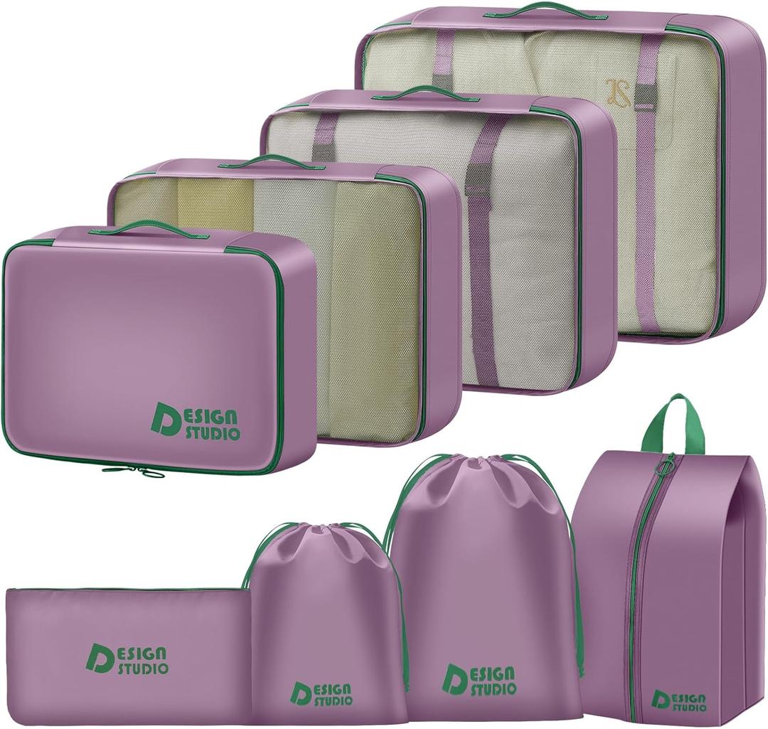 8 Set Packing Cubes for Travel Suitcase Organizer Bags Luggage Packing Cubes Set Travel Essentials Accessories Gifts for Women (Upgrade-Purple)