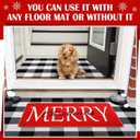 Geelin 2 Pcs Christmas Door Mat Outdoor Merry Christmas Front Door Mats Buffalo Checkered Rug (30'' x 18'' and 43'' x 27.5'') for Home Entrance Indoor Outdoor Decorative Coir Rugs