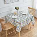 Easter 54x54 Square Tablecloth Pink Green Blue White Pastel Checkered Spring Countryside Table Cloth - Polyester Gingham Table Cover Reusable Water Resistant for Summer Holiday Party Picnic Dcor (F07-32 Spring Plaid)