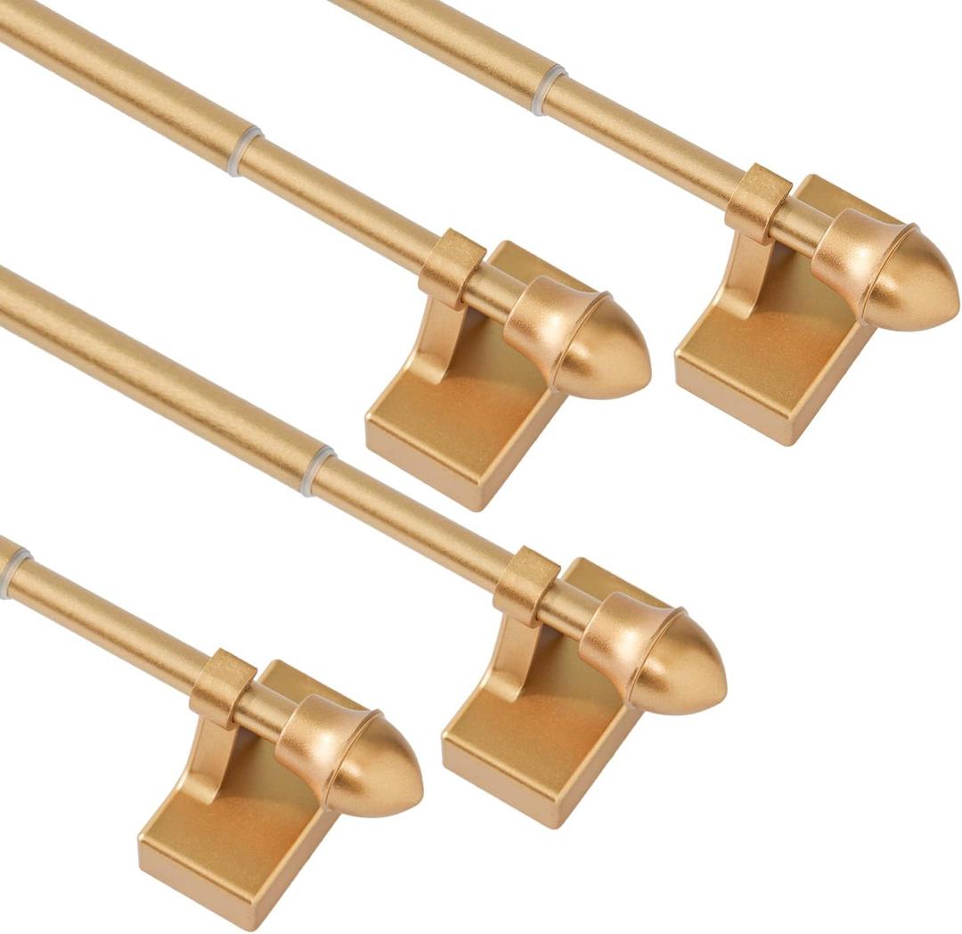 Magnetic Curtain Rods for Metal DoorsNo tools required,Multi-Use Adjustable Appliance for Windows Iron Steel Places09-16 Inch4 Pack,Gold