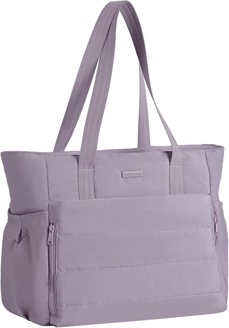 NISHEL Travel Puffy Tote Bag For Women, Ultra-Lightweight Large Tote Purse For Office Day And a Short Weekend Getaway