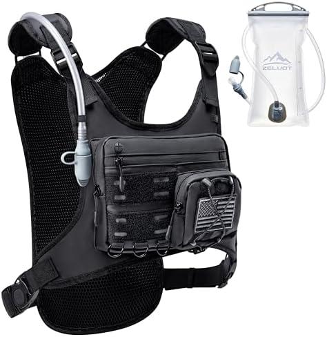Zelvot Running Vest with 2L Water Bladder, USA Original Patent, Lightweight Adjustable Chest Pack with Pistol Holster, Reflective Running Hydration Vest for Women Men for Hiking Marathon