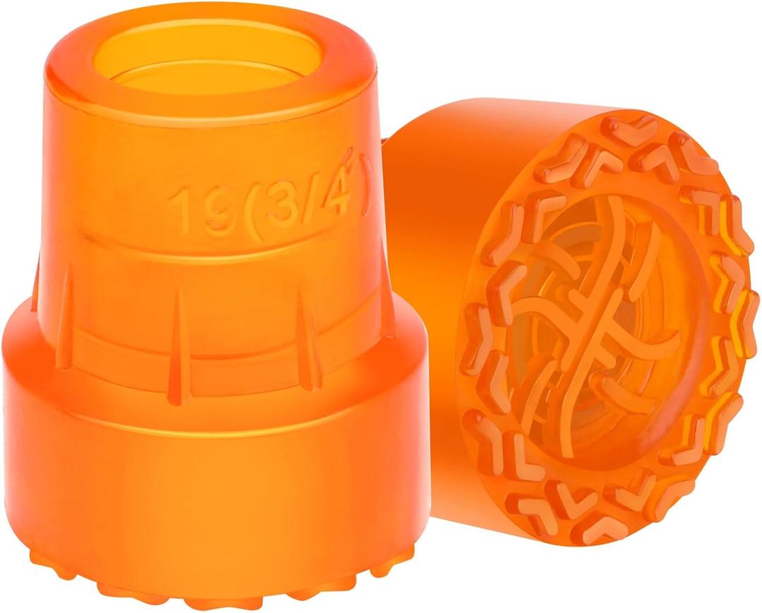 Heavy Duty Rubber Cane Tips - 3/4 Inch Anti Slip Replacement Accessories for Seniors, Walking Sticks, Hiking Sticks Upgrade Design 2PCS