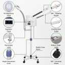 3 in 1 Facial Steamer,Professional Face Steamer with 5X Magnifying LED Lamp, Esthetician Steamer with Hot & Cold Mist, Facial Steamer Beauty Face Equipment Use at Home or Salon