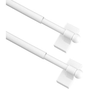 Magnetic Curtain Rods Multi-Use Adjustable Appliance Metal Doors Magnetic Rods, 9-16 Inch, 1/2 Inch Diameter, 2 Pack,White
