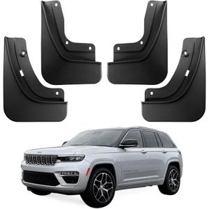 Ecarzo Mud Flaps Fit for 5th Gen Jeep Grand Cherokee 2025 2024 2023 2022 No Drilling Required All Weather Mud Splash Guards Mudflap Front & Rear Gen Jeep Grand Cherokee 2Row Accessories 4pcs (Non L)