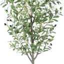 Olive Tree Artificial Indoor, 5ft Tall Silk Faux Olive Tree with White Planter, Artificial Plants with Natural Wood Trunk and Lifelike Fruits for Home Office Decor
