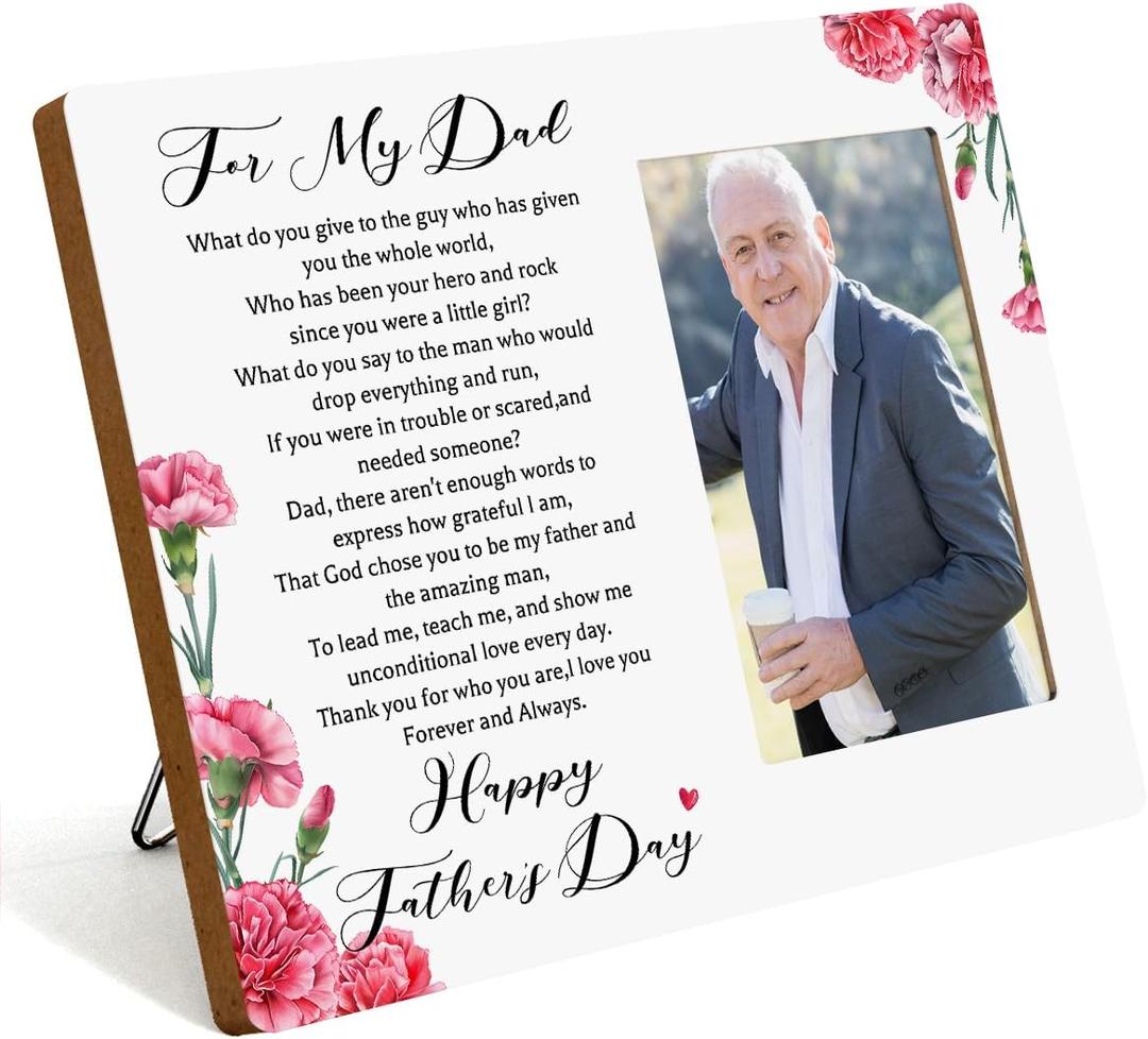 IAXIC Fathers Day, To Dad Photo Frame Gifts, Wooden Picture Frame Gift, Daughters Picture Tabletop Frame, Gifts for Dad from Daughter Son