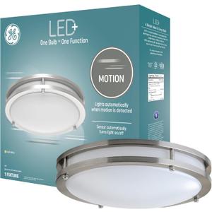 GE LED+ Motion Sensor Fixture, 20W, Flush Mount Ceiling Light with Motion Sensor, Security Light, Soft White (1 Pack)