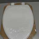 Mayfair Linden Slow Close Toilet Seat, Non Slip Heavy Duty Wood, Easy Install, Elongated, White