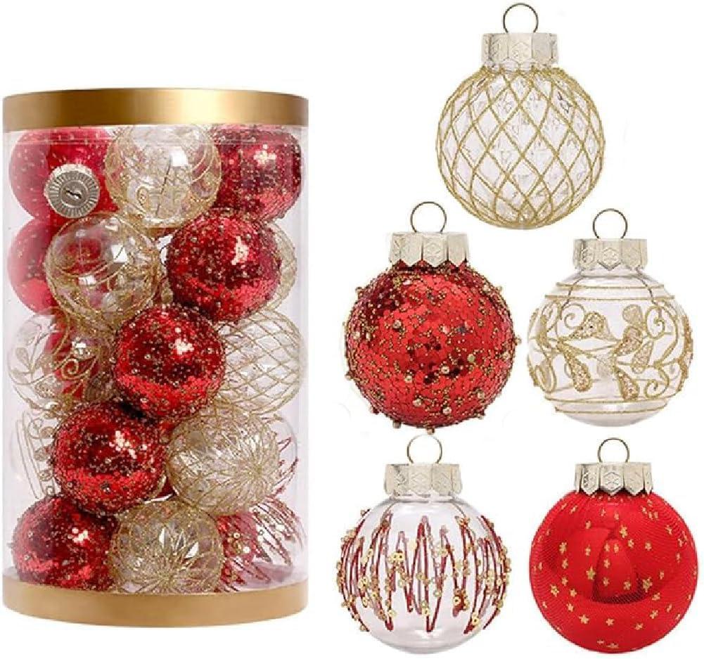 25PCS Christmas Ornaments Balls Set, Gold and Red Christmas Ball 2.36"/6CM, Christmas Tree Decor for Stunning Xmas Tree Decorations for Home Parties & Holiday Celebrations