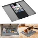URMONA Waterproof Silicone Under Sink Mat 19'' x 19'' Shelf Liner for Kitchen and Bathroom, Cabinet and Counter Protector, Storage and Organizers, Litter Mat, Pet Cat Puppy Essentials (Beige)