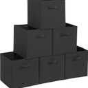 STORAGEIDEAS 11x10.5 Storage Bins, Set of 6 Storage Cubes. Collapsible Cube Storage Bins, Fabric Closet Organizers with Handles for Home, Closet Shelf Cabinet, Bookcase, Black (11"x10.5"x10.5")