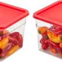 Cambro Food Storage Container with Lid (2 Pack) - Classic Series Square with Red Lid - 6 QT (Quart) - Commercial Grade for Food Prep (Clear)