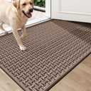 YDKGL Door Mat 17x30, Door Mat Indoor Entrance Dirt Resistant and Absorbent, Non-Slip Rubber Backing Front Door Mats, Easy Clean Low-Profile Doormat for Entryway, Front Door, Inside Entrance, Brown