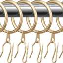 Hotop 30 Pcs Metal Drapery Curtain Rings 0.98/1.26/1.65 inch Interior Diameter and 30 Pcs Hanging Curtain Drapery Pin Hooks for Window Door Shower(Champagne Gold,42mm)