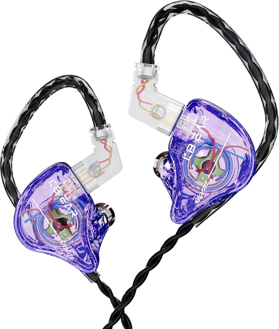 YINYOO KBEAR Storm Earphones in Ear Monitor for Singers Drummers Musicians Bassists, Hi Res Wired Earbuds in Ear Headphones Custom IEM, Detachable OFC Silver-Plated Cable Auriculares (without Mic)
