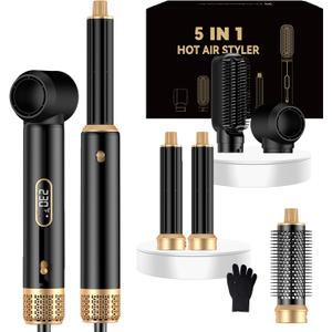 5 in ONE Hair Dryer Brush, Blow Dryer Curling Wand Hair Styling Tools Set, Ionic Hot Air Brush Round Brush Blow Dryer, Left&Right Styler 100-120V