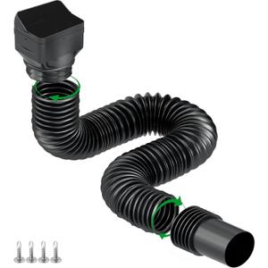 1 Pack Black-Rain Gutter Downspout Extensions, Downspout Extender for Rainwater Drainage Flexible, Down Spout Drain Extension Pipe, Extendable from 21 to 62 Inches (Fit 3"x 4" downspouts)