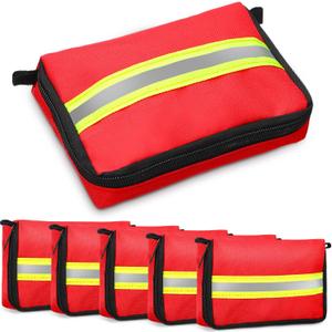 Threlaco 6 Pcs Lifeguard Mini First Aid Kit Empty Bag 5.91 x 3.94 x 1.57 Inch with Reflecting Strips Zippered for Emergency Car Home Office Kitchen Sport Outdoors Camping Hiking