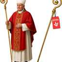 Morph Adult Gold Saint Nicholas Shepherd Staff Lightweight Adjustable Cane, Priest Pope Bishop, Wizard, Pharaoh & Holiday Events - Halloween Props & Cosplay Costumes - Gold, One Size