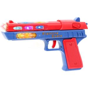 Light Up Pistol Toy  Hand Gun Toys with Dazzling Electric LEDs Light & Fighting Sound & Unique Telescopic Action, Great Party Favor, Gifts for Boys and Girls (Batteries Not Included) (Blue/Red)