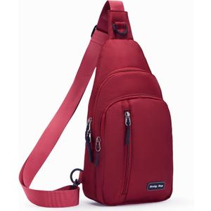 Seoky Rop Small Sling Bag Crossbody for Men Women One Strap Shoulder Cross Body Bag Sling Backpack for Travel (01-dark Red)