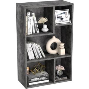 VECELO 5 Cube Modern Bookcases, 3 Tier Bookshelves, 31 Inch High Cubby Storage Organizer, Shelf Hight Up to 12.8 Inches Suit for Most Books,Grey