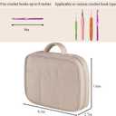 Crochet Hook Case, Lightweight Crochet Hook Organizer with Clear Zipper Pockets, Crochet Hook Holder for Knitting Needle Storage, Gift for Women and Crochet Enthusiasts (Light Brown)