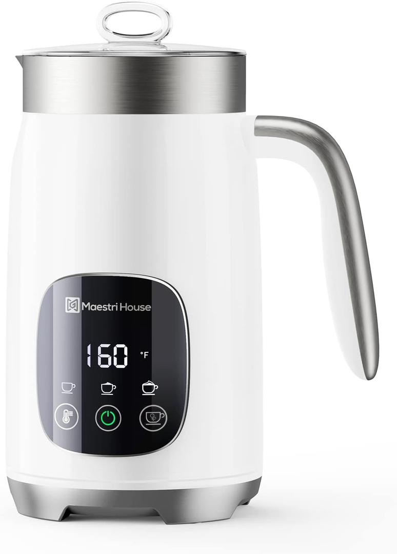 Maestri House Milk Frother, Variable Temp and Froth Thickness DualFro 400 Milk Frother and Steamer, 14.1OZ/400ML Smart Touch Control Foam Maker, Memory Function for Latte, Warm Milk, Hot Chocolate (White)
