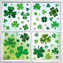 St Patricks Day Window Clings - 9 Sheets 117 Pcs Shamrock Window Stickers Decals Saint Patrick's Day Decorations for Office Home School St Patricks Party Decor Supplies