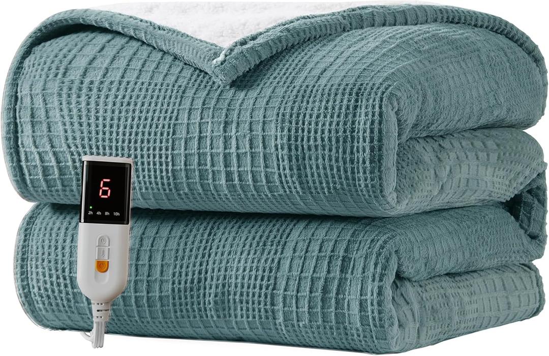 Heated Blanket Electric Blanket Throw 50''X60''-Heating Throw with 6 Heat Settings-2-10 Hours Auto Off,ETL Certified,Machine Washable (Green)