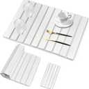 2 PCS Large Stone Dish Drying Mat for Kitchen Counter, 24"16" Dish Drying Mat with 8"x 4" Coasters, Non - Slip Collapsible Absorbent Mat for Multi - Purpose, Match Any CountertopWhite