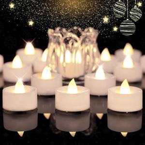 BEICHI 24pcs Battery Operated Tea Lights with Timer, Built-in 6 Hours Tea Light, Warm White Flickering Electric Tea Candles with Timer, 1.4'' Dia x 1.25'' H, LED Flameless Candles with Timer