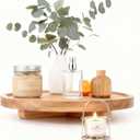 10 Inch Round Solid Wood Decorative Tray Wooden Riser for Bathroom Counter & Kitchen, Rustic Farmhouse Vanity Organizer for Soap, Candle, Perfume, Gift