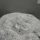 Amazon Basics Donut Pet Bolster Faux Fur Bed for Dog, Grey, 23" x 23"