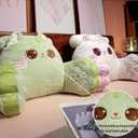 Cute Kitty Rest Reading Pillow for Adults, Kawaii Soft Lumbar Pillows Rest Cushion with Washable Cover for Sitting in Bed, Relaxing, Watching TV, Gaming