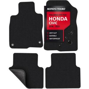 Floor Mats for Honda Civic 2016 2017 2018 2019 2020 2021 - Custom 3D Fit for Civic 10th Gen Hatchback Coupe Sedan - 1st and 2nd Row Set - 30oz Heavy Duty Carpet Mat - All Weather Car Liner Accessories (Black)
